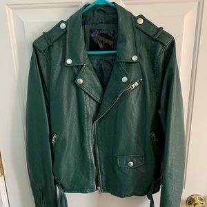 Green Faux Leather Biker Jacket. Women’s large